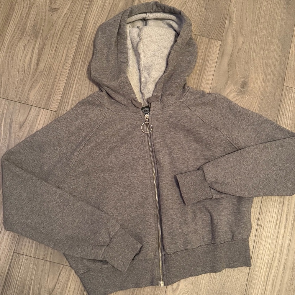Wild Fable Gray Cropped Zip-Up Hoodie Jacket Size XL